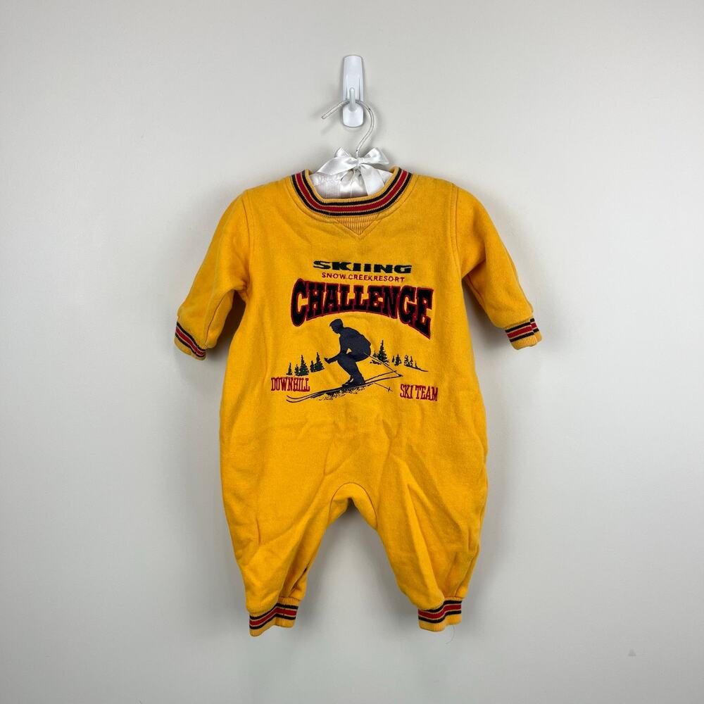 Vintage Gap Yellow Snow Creek Resort Ski Challenge Sweatsuit Coverall 3-6 Months